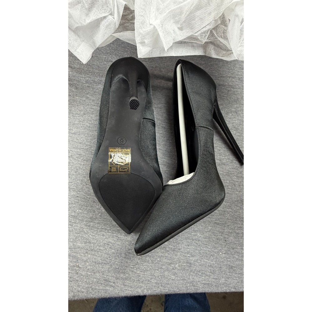 Elisabet Tang Women Black Satin Pointed Toe Stiletto High Heel Pump TE016 Size 6 - Picture 5 of 8